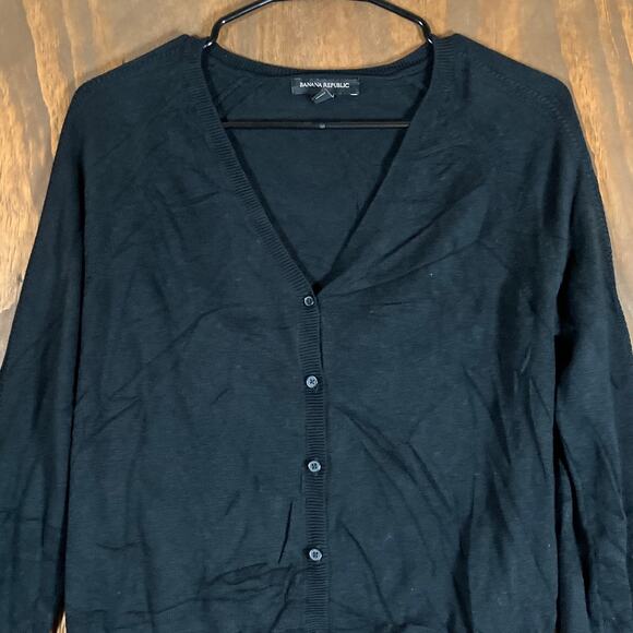 Banana Republic Womens Sweater Black Cardigan V Neck Button Down Small - Picture 2 of 12